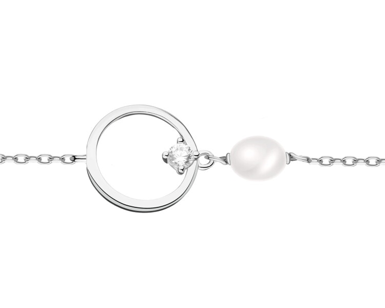 Rhodium Plated Silver Bracelet with Cubic Zirconia