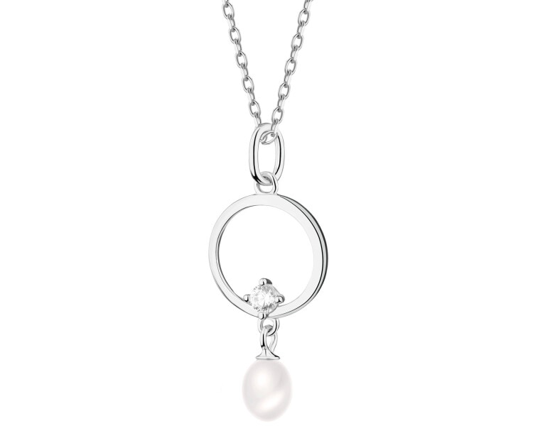 Rhodium Plated Silver Pendant with Cubic Zirconia