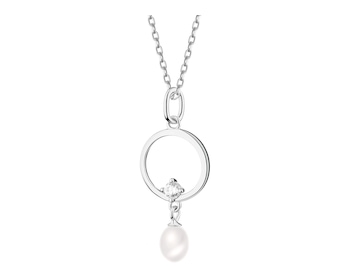 Rhodium Plated Silver Pendant with Cubic Zirconia