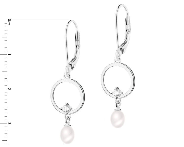 Stříbrné náušnice s perlami a zirkony - kroužky