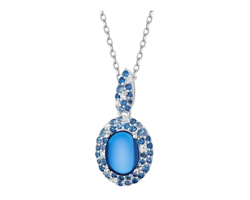 Rhodium Plated Silver Pendant with Cubic Zirconia