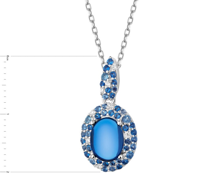 Zawieszka srebrna z cyrkoniami i szlifowanym szkłem