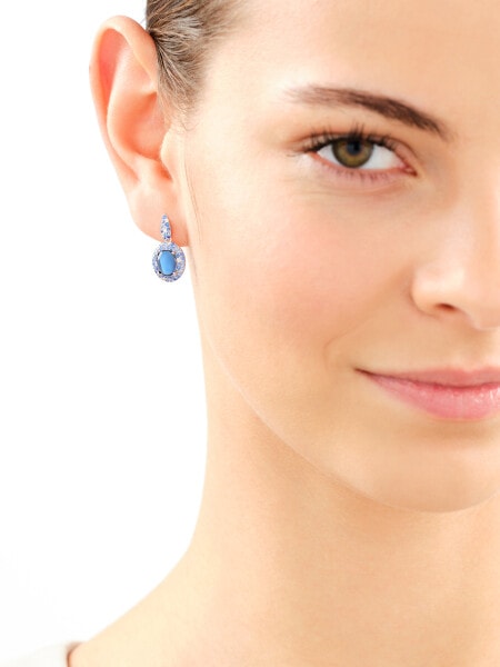 Rhodium Plated Silver Dangling Earring with Cubic Zirconia