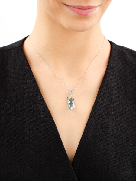 Rhodium Plated Silver Pendant with Cubic Zirconia