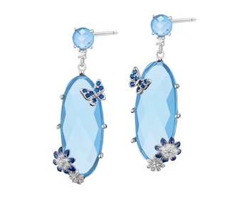 Rhodium Plated Silver Dangling Earring with Cubic Zirconia