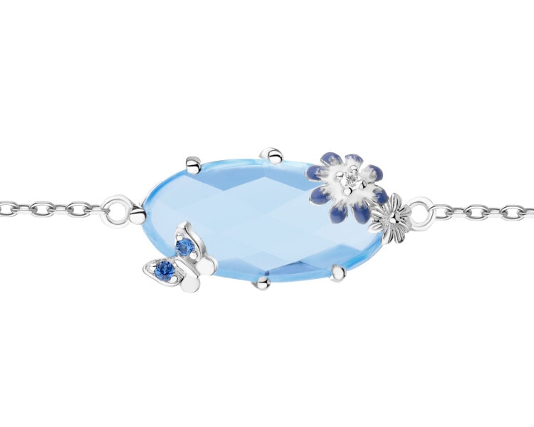 Rhodium Plated Silver Bracelet with Cubic Zirconia