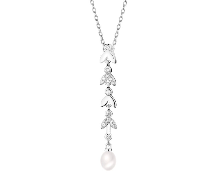 Rhodium Plated Silver Pendant with Cubic Zirconia