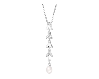 Rhodium Plated Silver Pendant with Cubic Zirconia