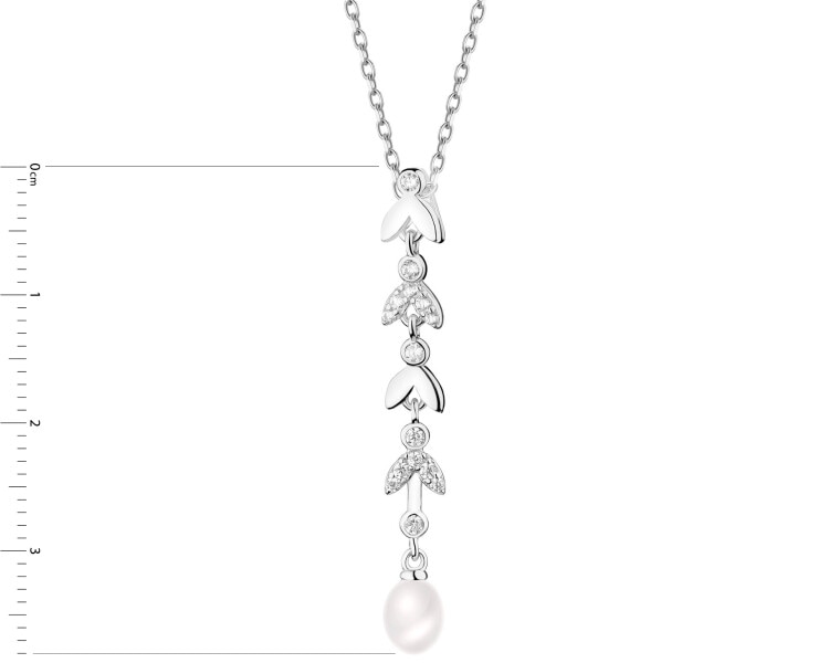 Rhodium Plated Silver Pendant with Cubic Zirconia