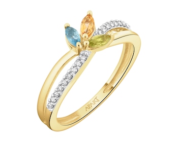 14 K Rhodium-Plated Yellow Gold Ring  - fineness 14 K