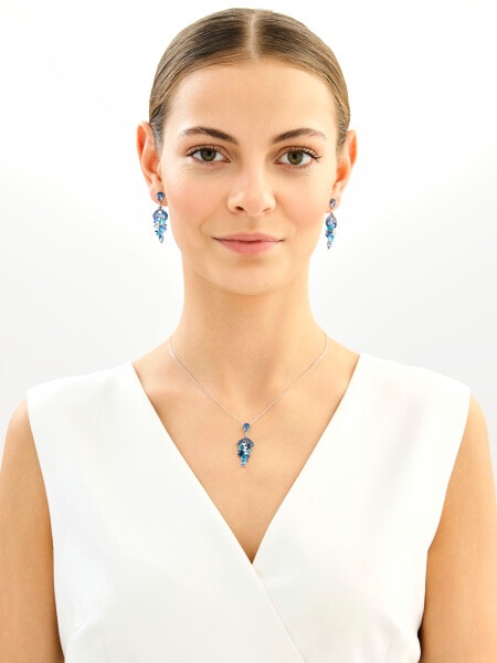 Kolczyki srebrne z cyrkoniami i szlifowanym szkłem