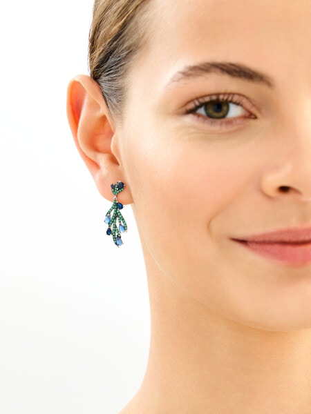 Rhodium-Plated Silver, Black Rhodium Dangling Earring with Cubic Zirconia