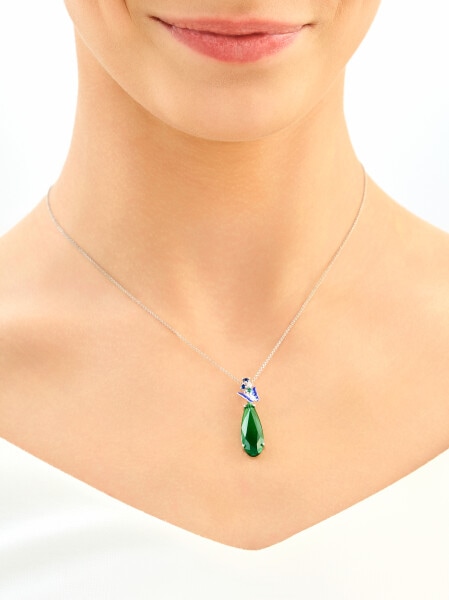 Rhodium Plated Silver Pendant with Cubic Zirconia