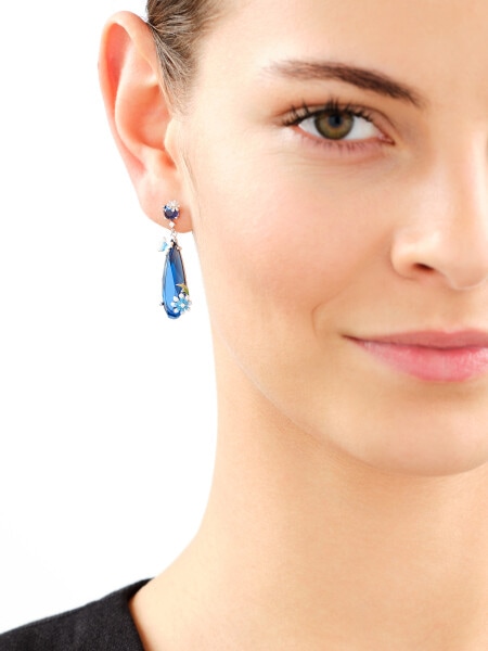 Rhodium Plated Silver Dangling Earring with Cubic Zirconia