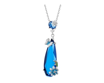 Rhodium Plated Silver Pendant with Cubic Zirconia