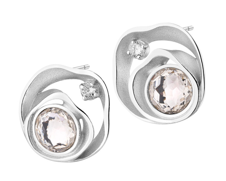 Rhodium Plated Silver Earrings with Cubic Zirconia