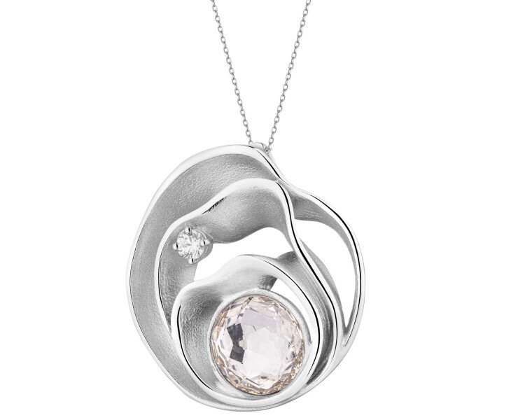 Rhodium Plated Silver Pendant with Cubic Zirconia