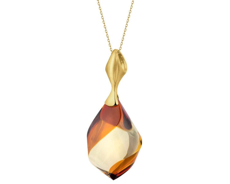 Gold-Plated Silver Pendant with Amber