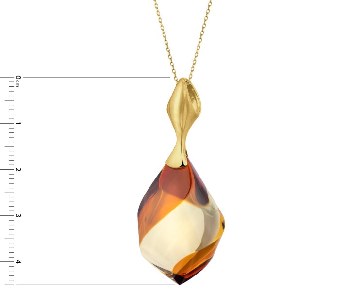 Gold-Plated Silver Pendant with Amber
