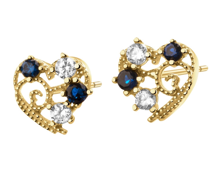 9 K Yellow Gold Earrings with Cubic Zirconia