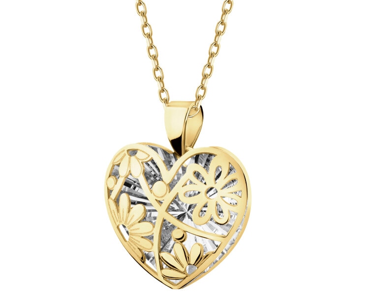 9 K Rhodium-Plated Yellow Gold Pendant