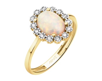 8 K Yellow Gold Ring with Opalite