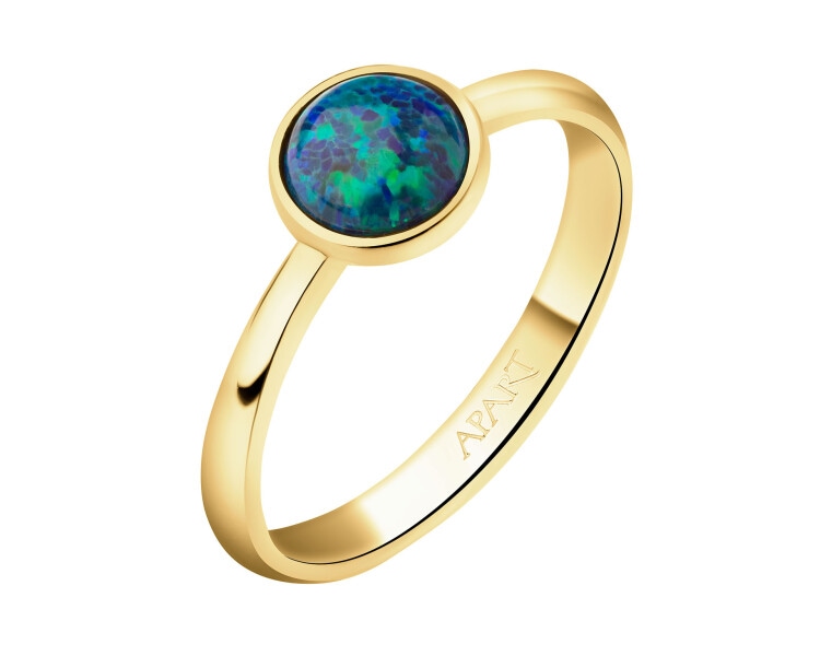 8 K Yellow Gold Ring with Opalite