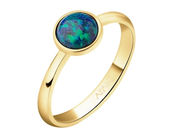 8 K Yellow Gold Ring with Opalite