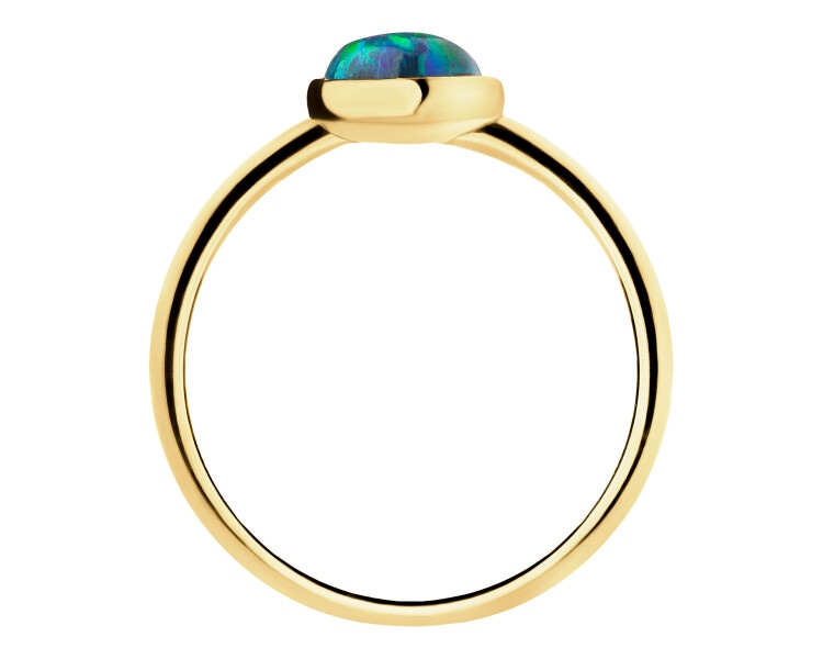 8 K Yellow Gold Ring with Opalite