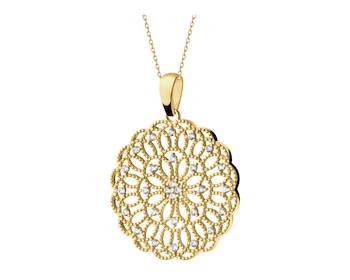 8 K Yellow Gold Pendant with Cubic Zirconia