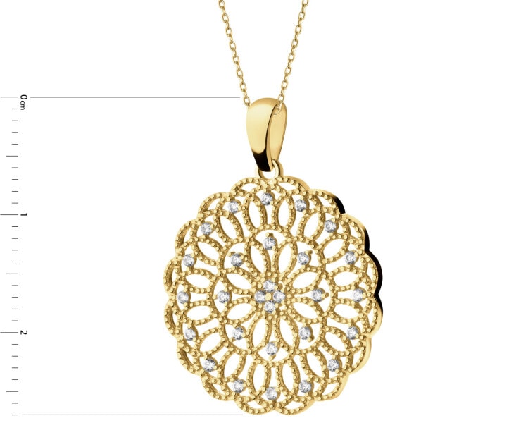 8 K Yellow Gold Pendant with Cubic Zirconia