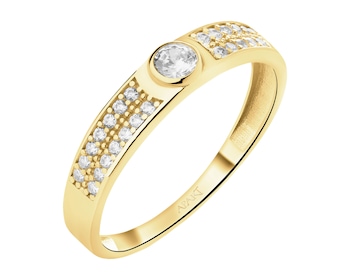 14 K Yellow Gold Band Ring with Cubic Zirconia