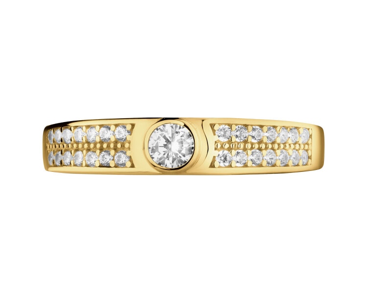 14 K Yellow Gold Band Ring with Cubic Zirconia