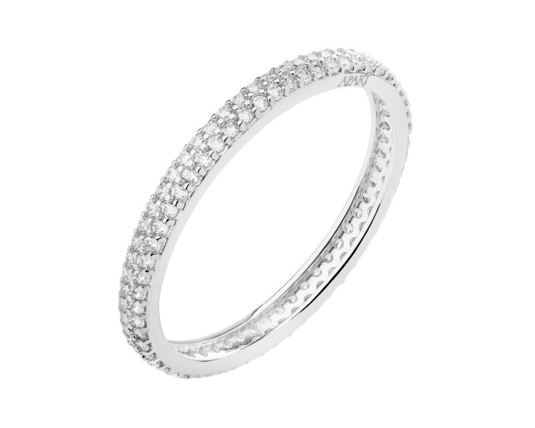 14 K Rhodium-Plated White Gold Eternity with Cubic Zirconia