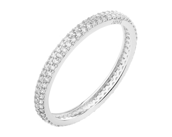 14 K Rhodium-Plated White Gold Eternity with Cubic Zirconia