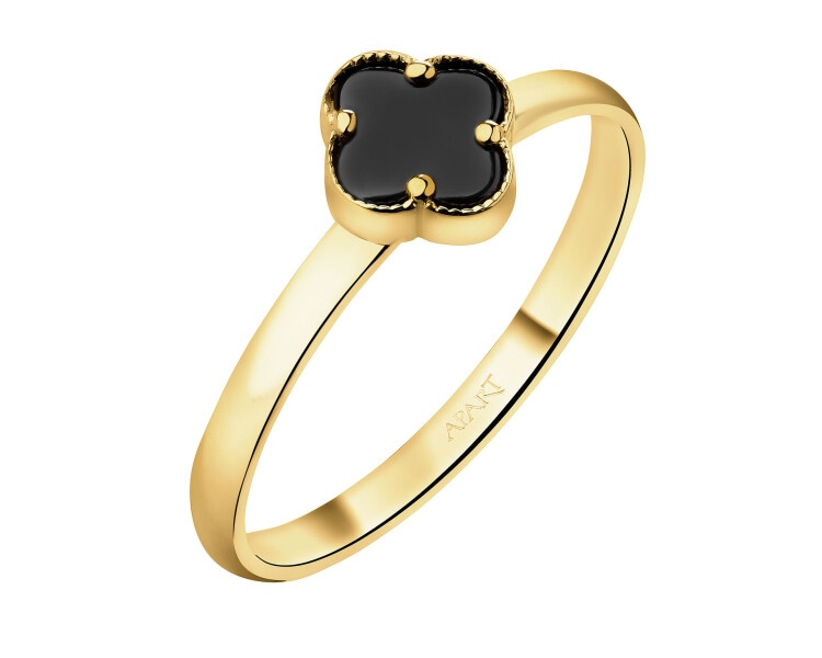 14 K Yellow Gold Ring with Synthetic Onyx