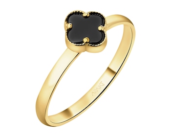 14 K Yellow Gold Ring with Synthetic Onyx