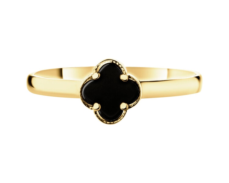 14 K Yellow Gold Ring with Synthetic Onyx