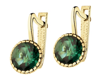 14 K Yellow Gold Earrings with Synthetic Quartz