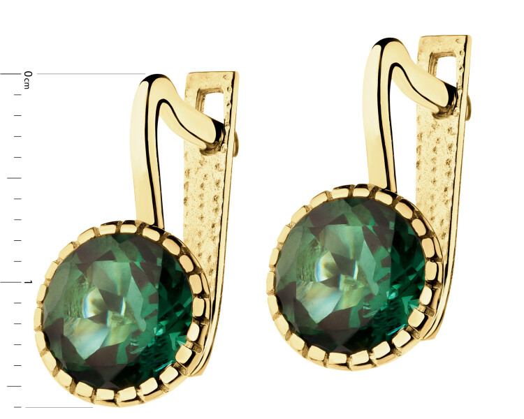 14 K Yellow Gold Earrings with Synthetic Quartz