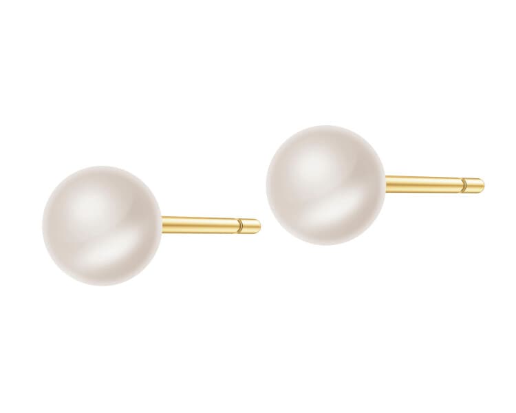 9 K Yellow Gold Earrings with Pearl