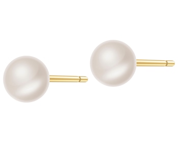 9 K Yellow Gold Earrings with Pearl