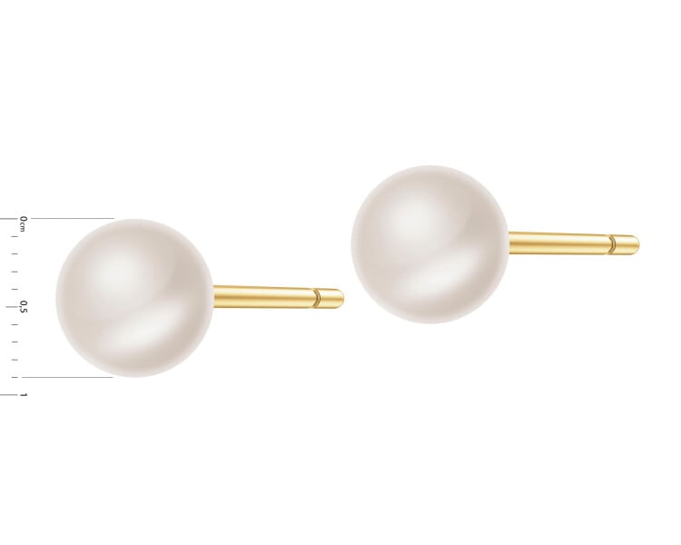 9 K Yellow Gold Earrings with Pearl