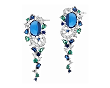 Rhodium Plated Silver Dangling Earring with Cubic Zirconia