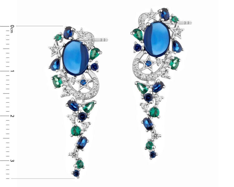 Rhodium Plated Silver Dangling Earring with Cubic Zirconia