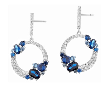 Rhodium Plated Silver Dangling Earring with Cubic Zirconia