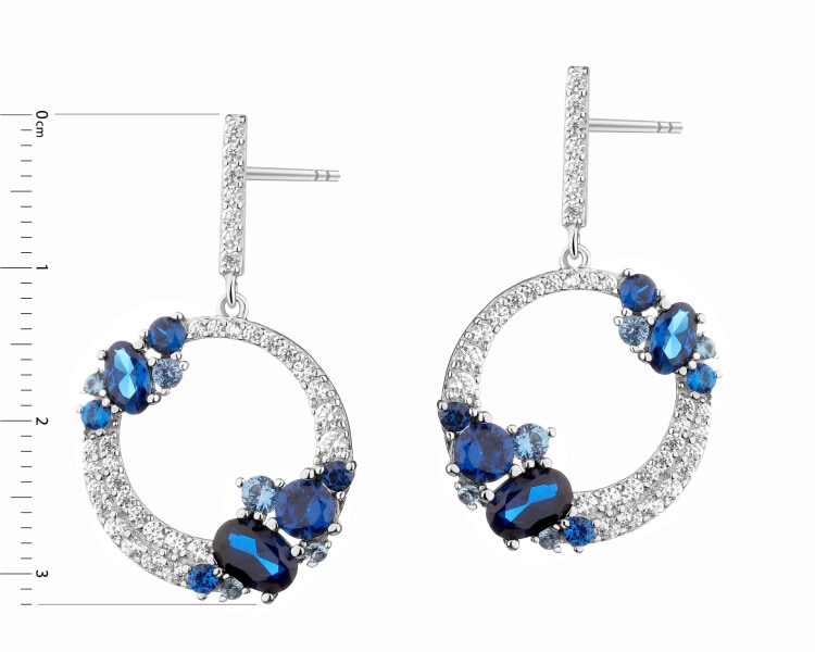 Rhodium Plated Silver Dangling Earring with Cubic Zirconia
