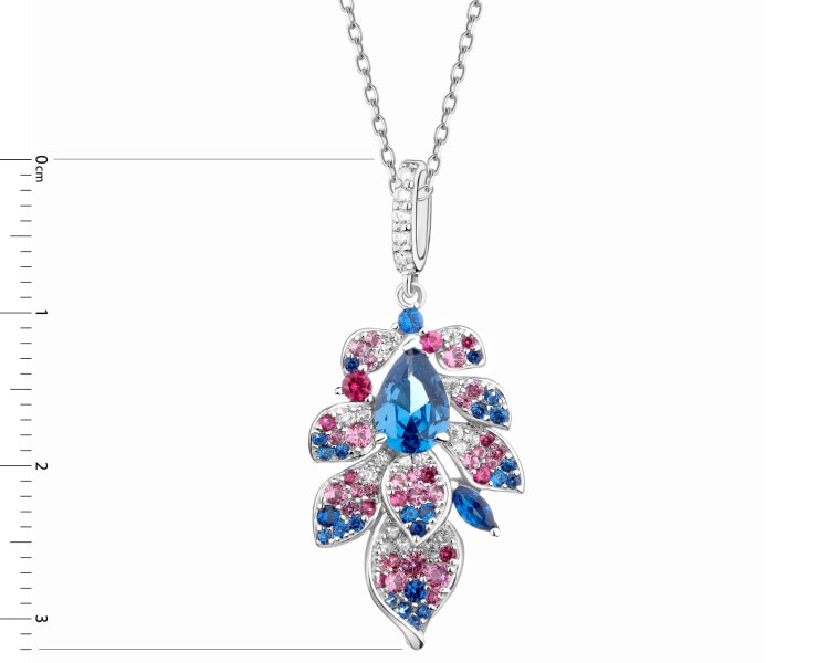 Zawieszka srebrna z cyrkoniami - liście