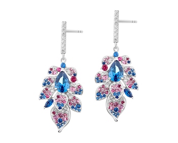 Rhodium Plated Silver Dangling Earring with Cubic Zirconia