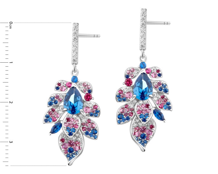 Kolczyki srebrne z cyrkoniami - liście